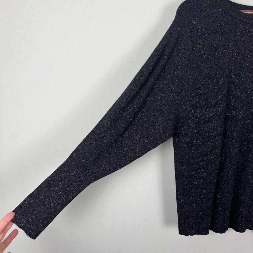 Express Sweater‎ Womens Large Black Pink Metallic Ribbed Knit Balloon Sleeve NEW